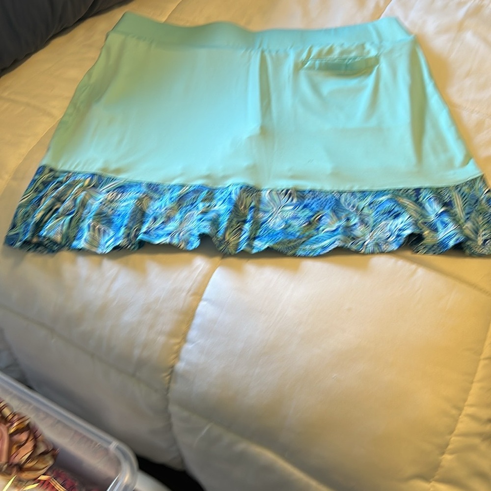 Blue Ruffled Mini Skirt for Casual Resort Wear